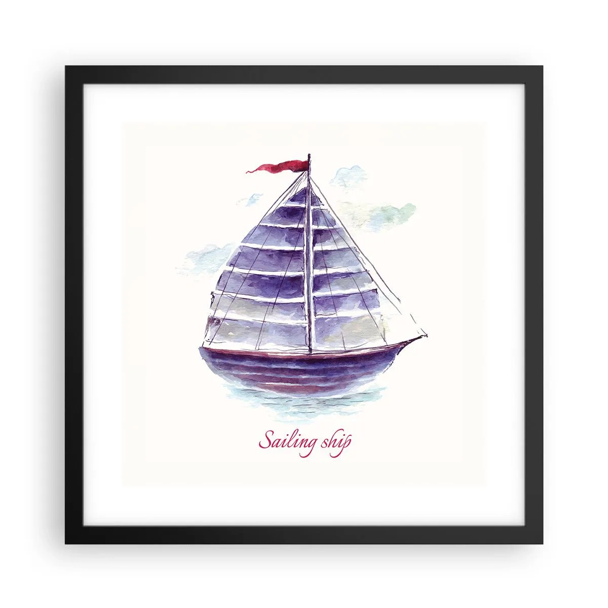 Póster en marco negro - Velas izadas y aguas tranquilas - 40x40 cm