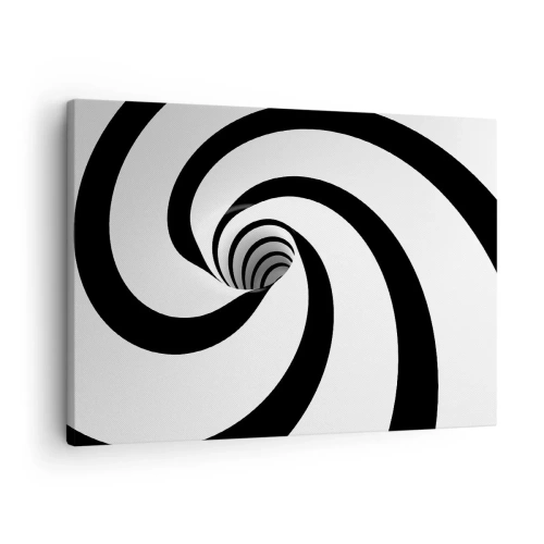 Cuadro sobre lienzo - Impresión de Imagen - Espiral abstracta en blanco y negro con efecto de remolino - 70x50cm - ¿Ceder al torbellino? - Decoración de pared moderna para salón y dormitorio ARTTOR