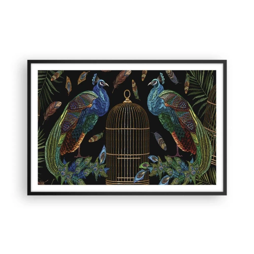 Póster en marco negro - Con plumajes reales - 91x61 cm