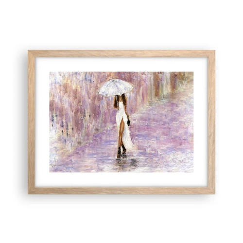 Póster en marco roble claro - En la lluvia de lilas - 40x30 cm