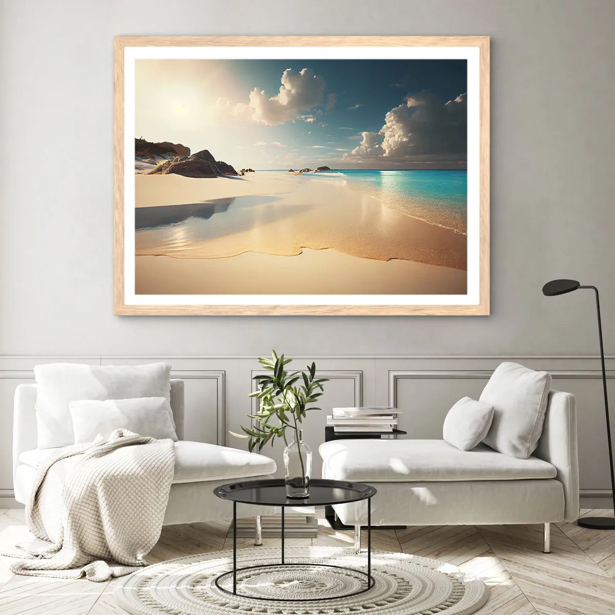 Póster en marco roble claro - Un día de ensueño - 70x50 cm