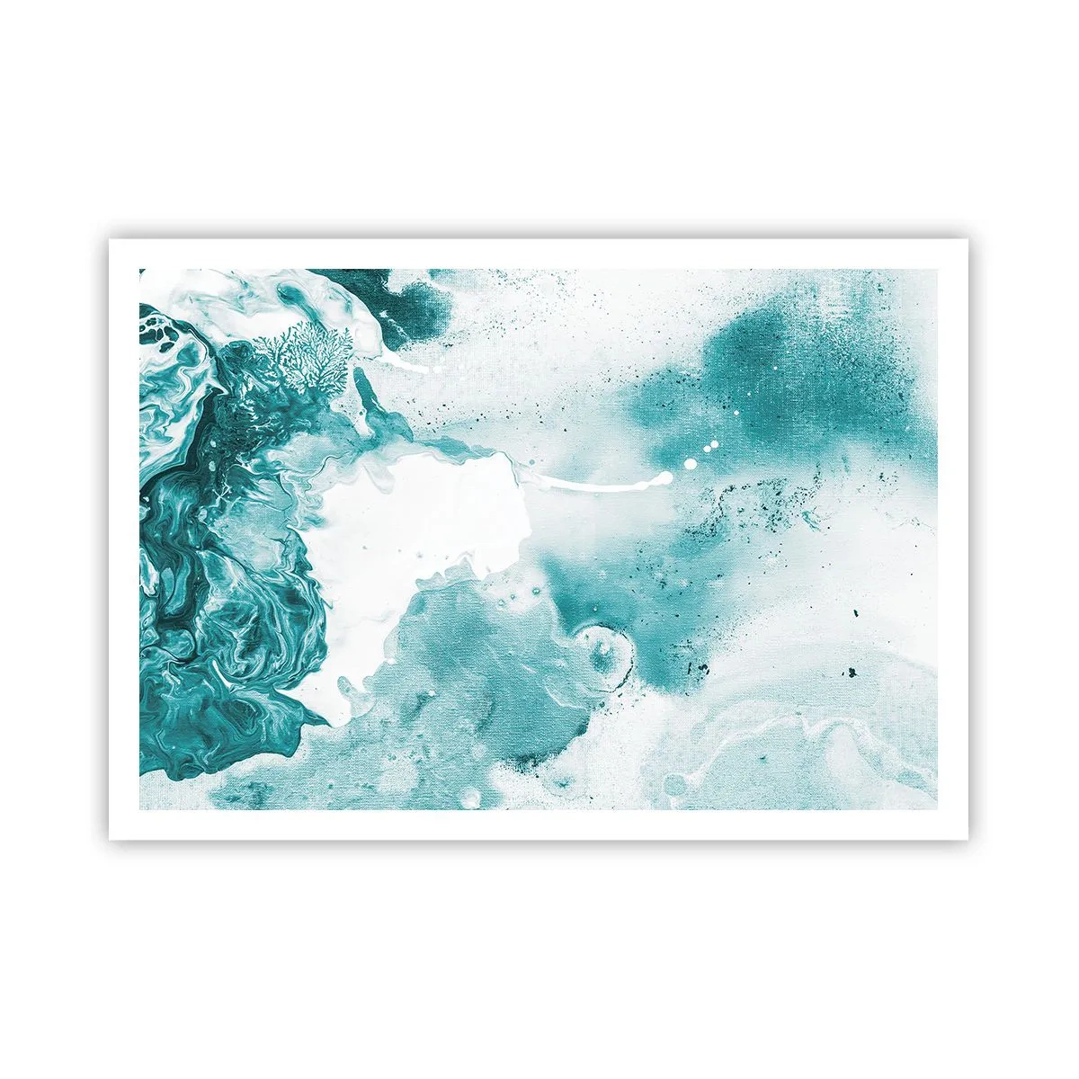 Póster - Abstracción en tonos azules con delicados acentos de blanco. - 100x70cm - Remansos de azul - Decoración de pared moderna para salón y dormitorio ARTTOR