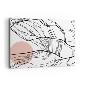 Cuadro sobre lienzo - Impresión de Imagen - Líneas minimalistas con acento geométrico. - 100x70cm - En una red de ramas - Decoración de pared moderna para salón y dormitorio ARTTOR