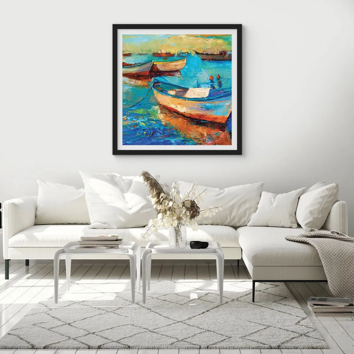 Póster en marco negro - En la bahía sur - 50x50 cm