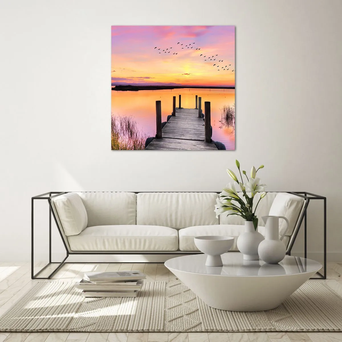 Cuadro sobre vidrio - Impresiones sobre Vidrio - Violeta amanecer silencioso - 60x60 cm