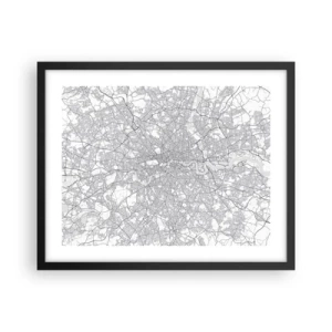 Póster en marco negro - Un mapa del laberinto de Londres - 50x40 cm