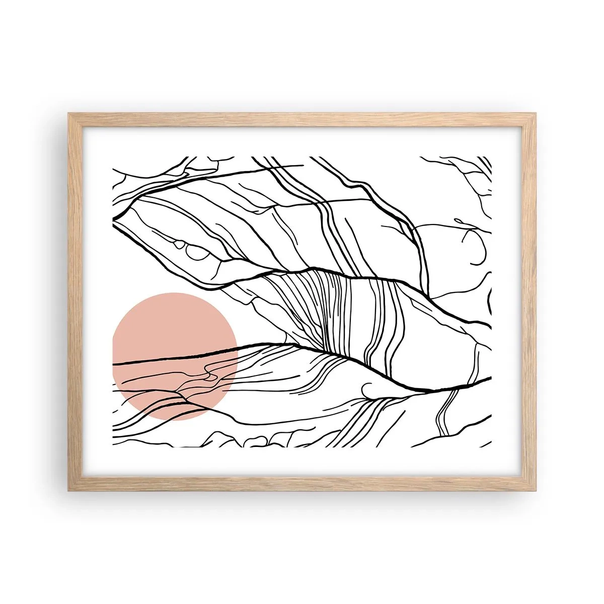 Póster en marco roble claro - En una red de ramas - 50x40 cm