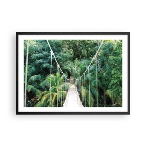 Póster en marco negro - Un puente colgante en una selva tropical llena de vegetación. - 70x50cm - ¡Bienvenido a la selva! - Decoración de pared moderna para salón y dormitorio ARTTOR