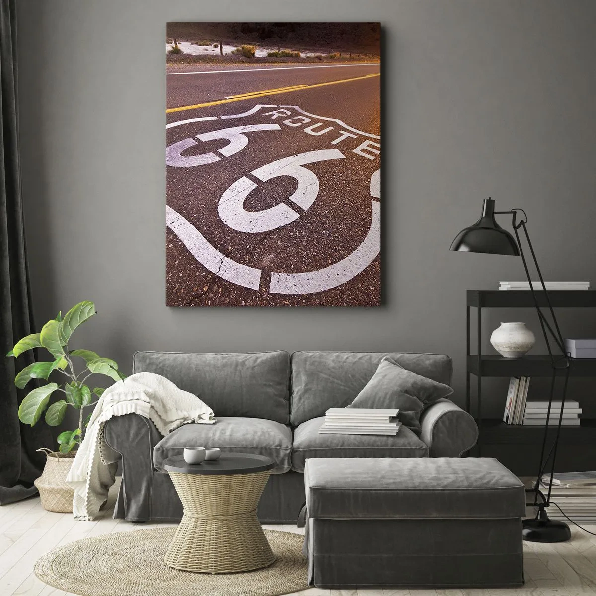 Cuadro sobre lienzo - Impresión de Imagen - La famosa Ruta 66 - 55x100 cm