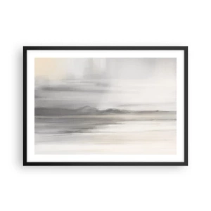 Póster en marco negro - Un paisaje sutil en tonos grises y beige. - 70x50cm - Una distancia reflexiva - Decoración de pared moderna para salón y dormitorio ARTTOR