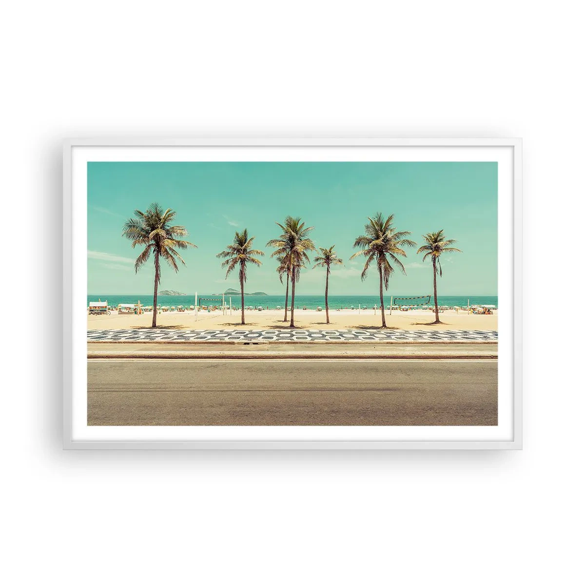 Póster en marco blanco - En la playa - 91x61 cm