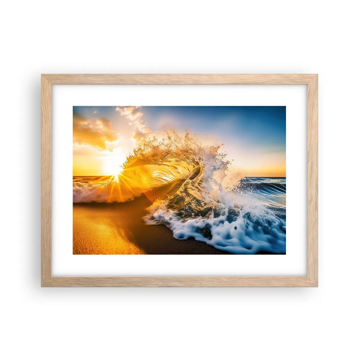 Póster en marco roble claro - Jugando en la arena - 40x30 cm