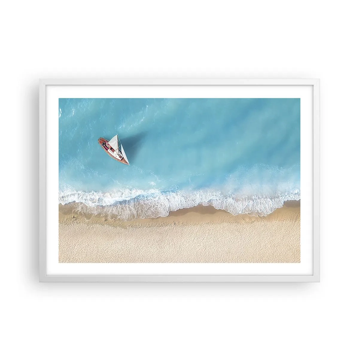 Póster en marco blanco - Frontera celeste y dorada - 70x50 cm