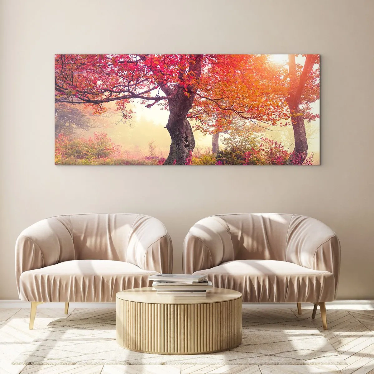 Cuadro sobre vidrio - Impresiones sobre Vidrio - Un frenesí de floración - 100x40 cm