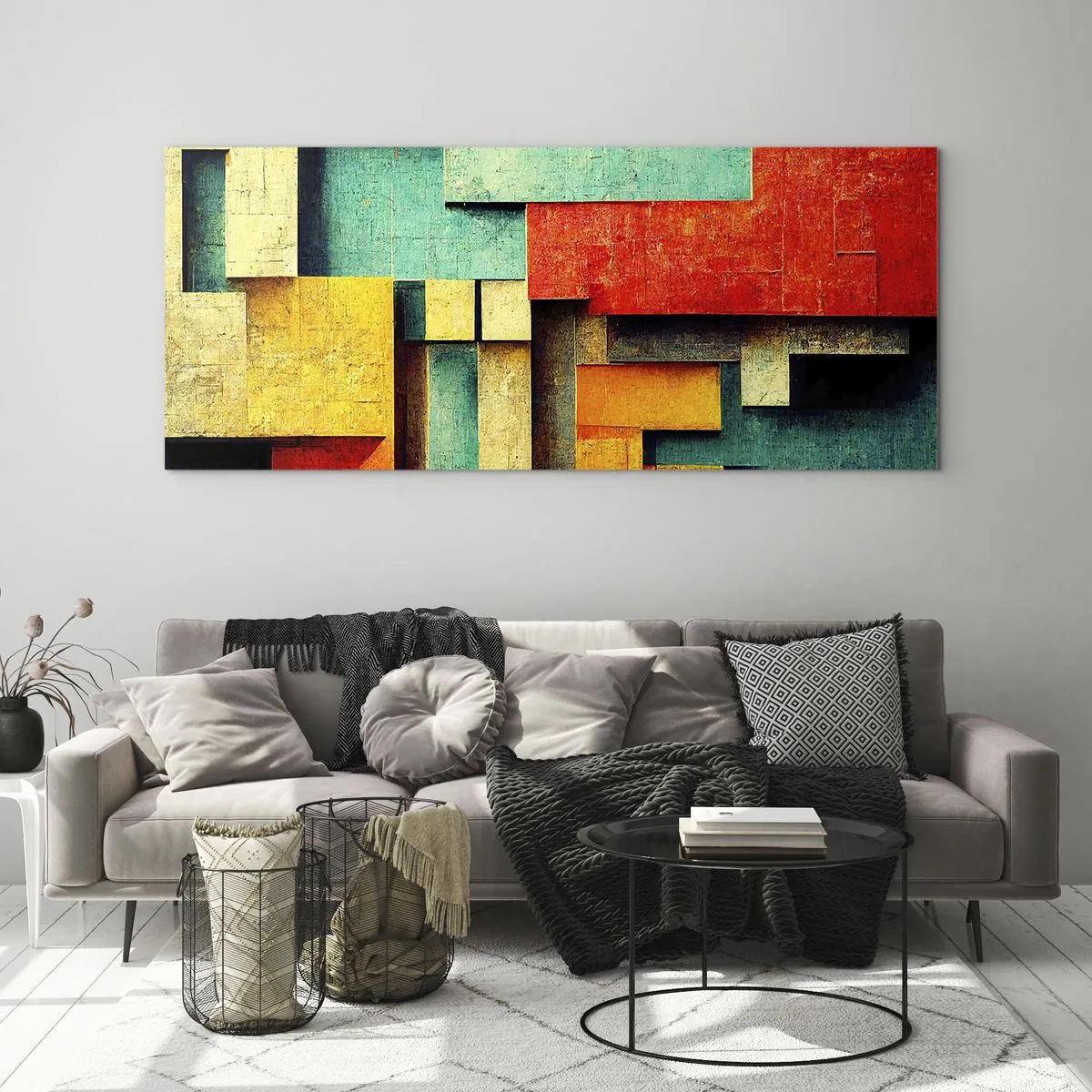 Cuadro sobre vidrio - Impresiones sobre Vidrio - Festival de ángulos rectos - 100x40 cm