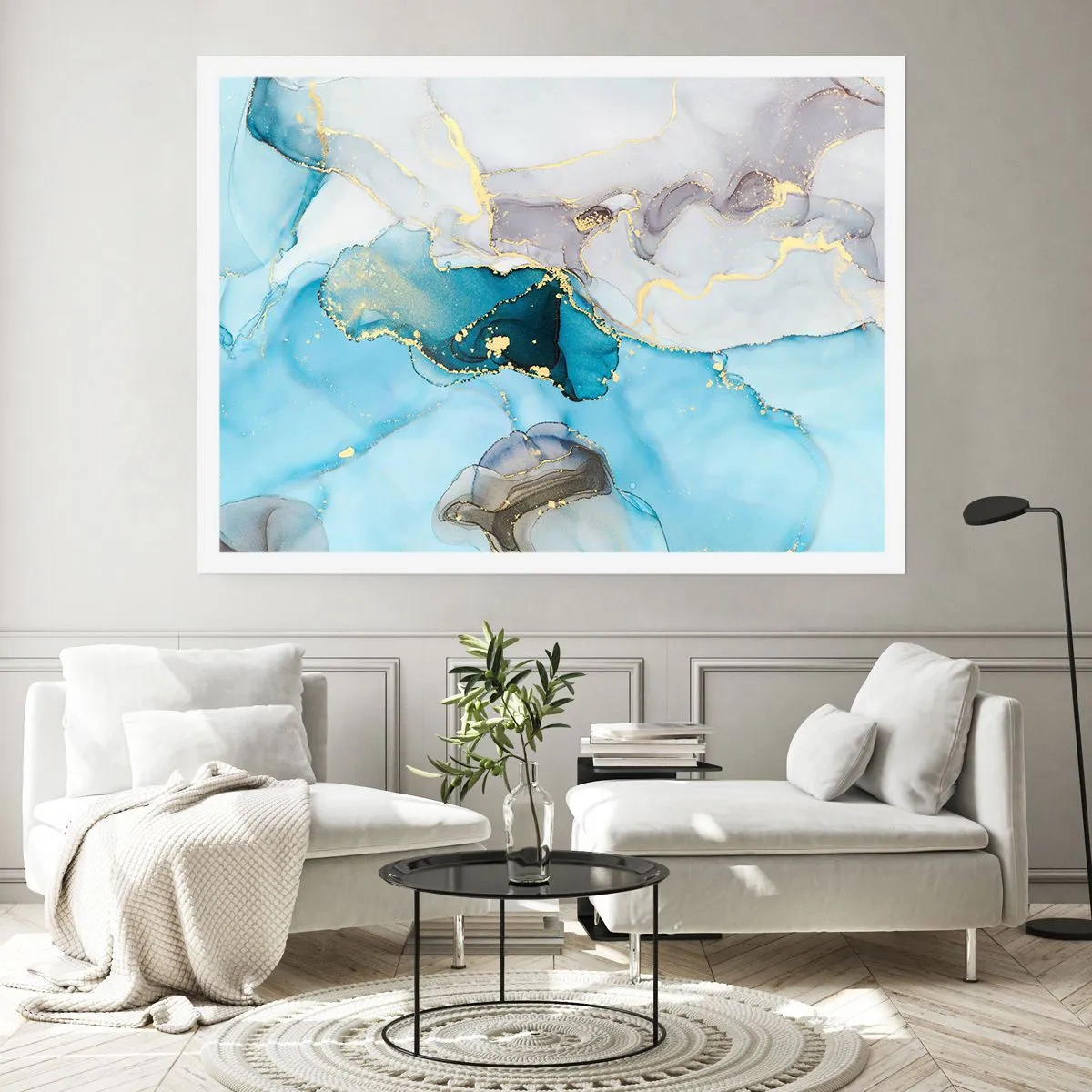 Póster - Un estudio del encuentro entre el gris y el turquesa - 91x61 cm