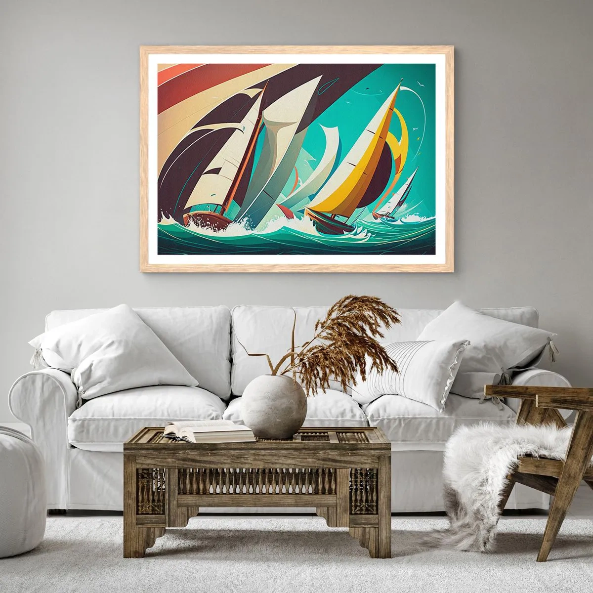 Póster en marco roble claro - Afrontar los elementos - 100x70 cm