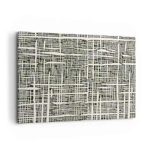 Cuadro sobre lienzo - Impresión de Imagen - Un patrón geométrico que se asemeja a una cuadrícula sobre un fondo claro. - 120x80cm - Composición del tejido - Decoración de pared moderna para salón y dormitorio ARTTOR