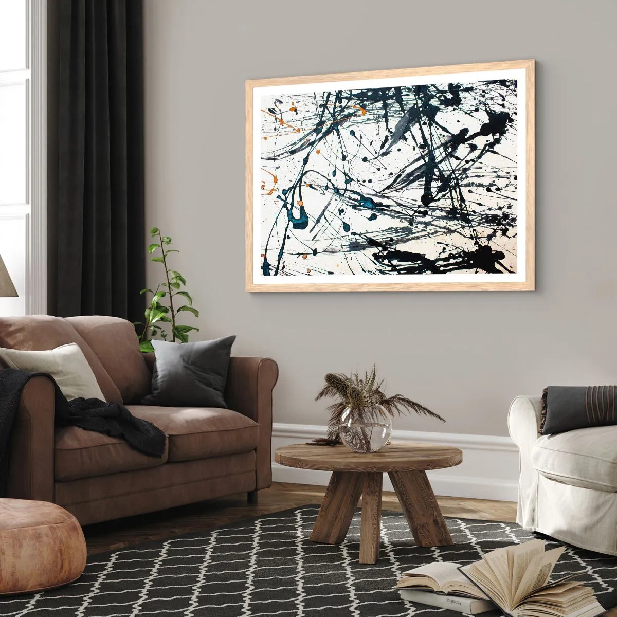 Póster en marco roble claro - Abstracción expresionista - 40x30 cm