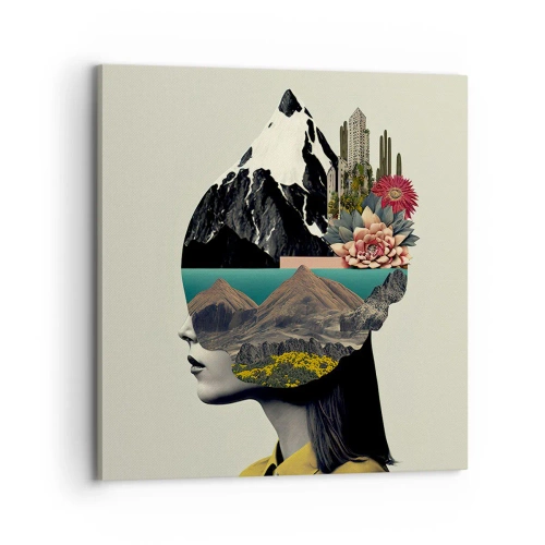 Cuadro sobre lienzo - Impresión de Imagen - La mujer, siempre un misterio - 70x70 cm