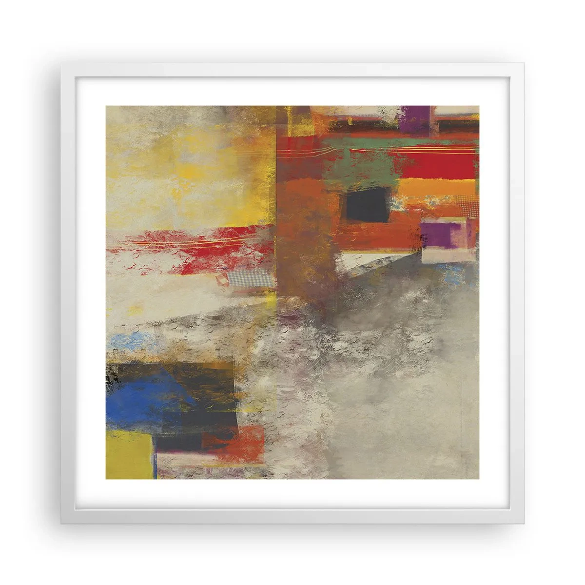 Póster en marco blanco - Geometría de color - 50x50 cm