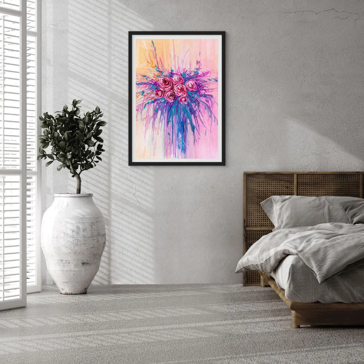 Póster en marco negro - Fuente de rosas - 61x91 cm