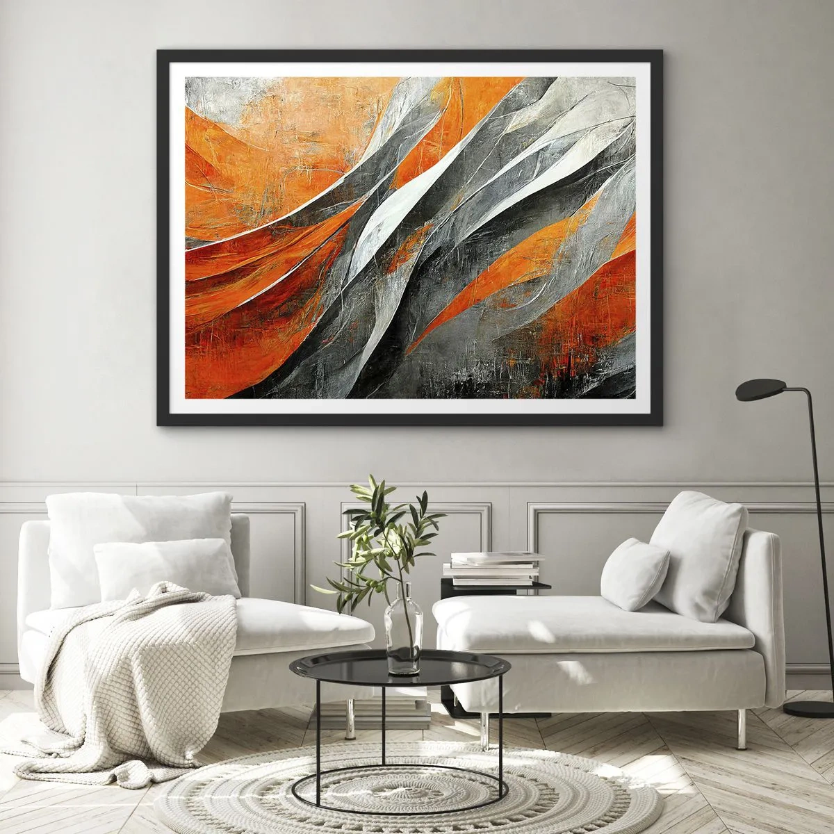 Póster en marco negro - Calor y frío - 50x40 cm