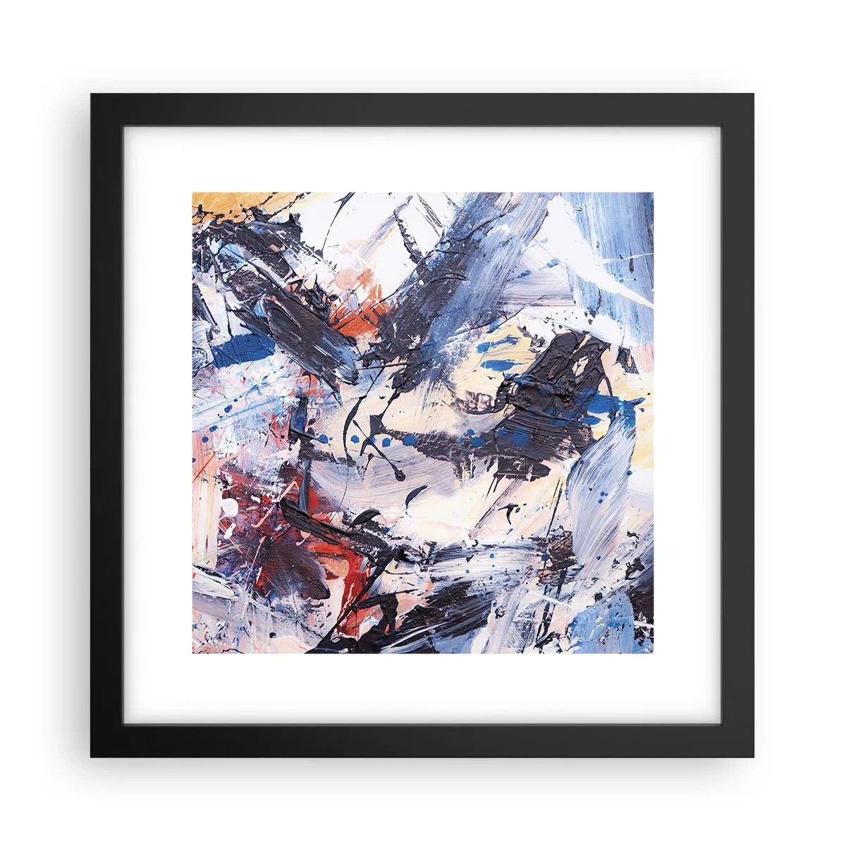 Póster en marco negro - Danza loca de la abstracción - 30x30 cm