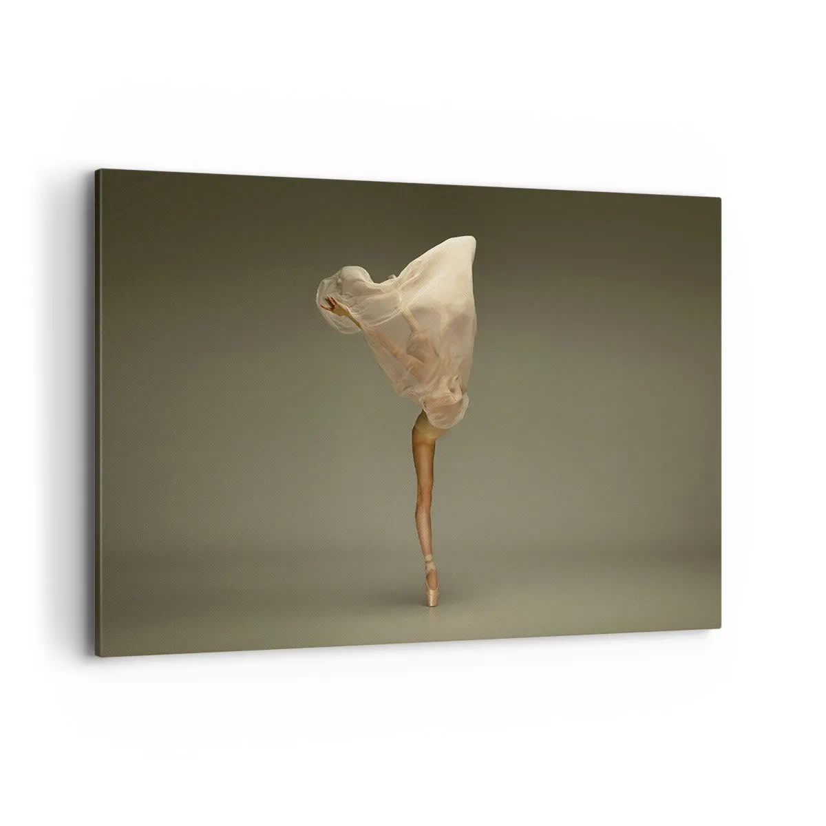 Cuadro sobre lienzo - Impresión de Imagen - Una bailarina flotando en el aire con tela. - 120x80cm - A punto de volar - Decoración de pared moderna para salón y dormitorio ARTTOR