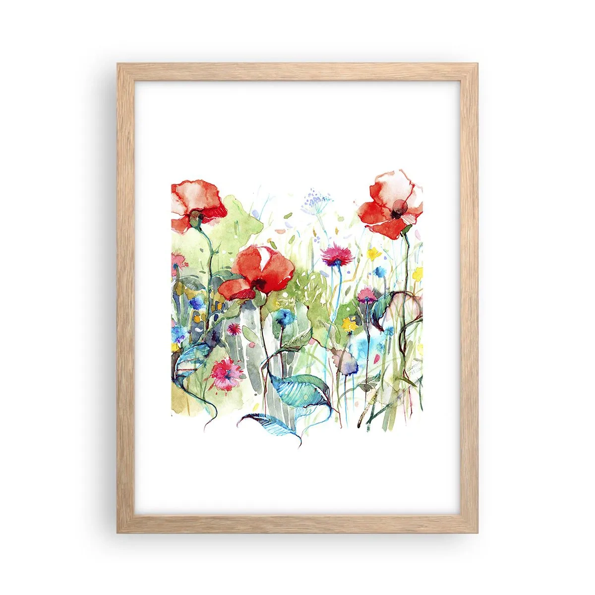 Póster en marco roble claro - Un prado en flor en mayo - 30x40 cm