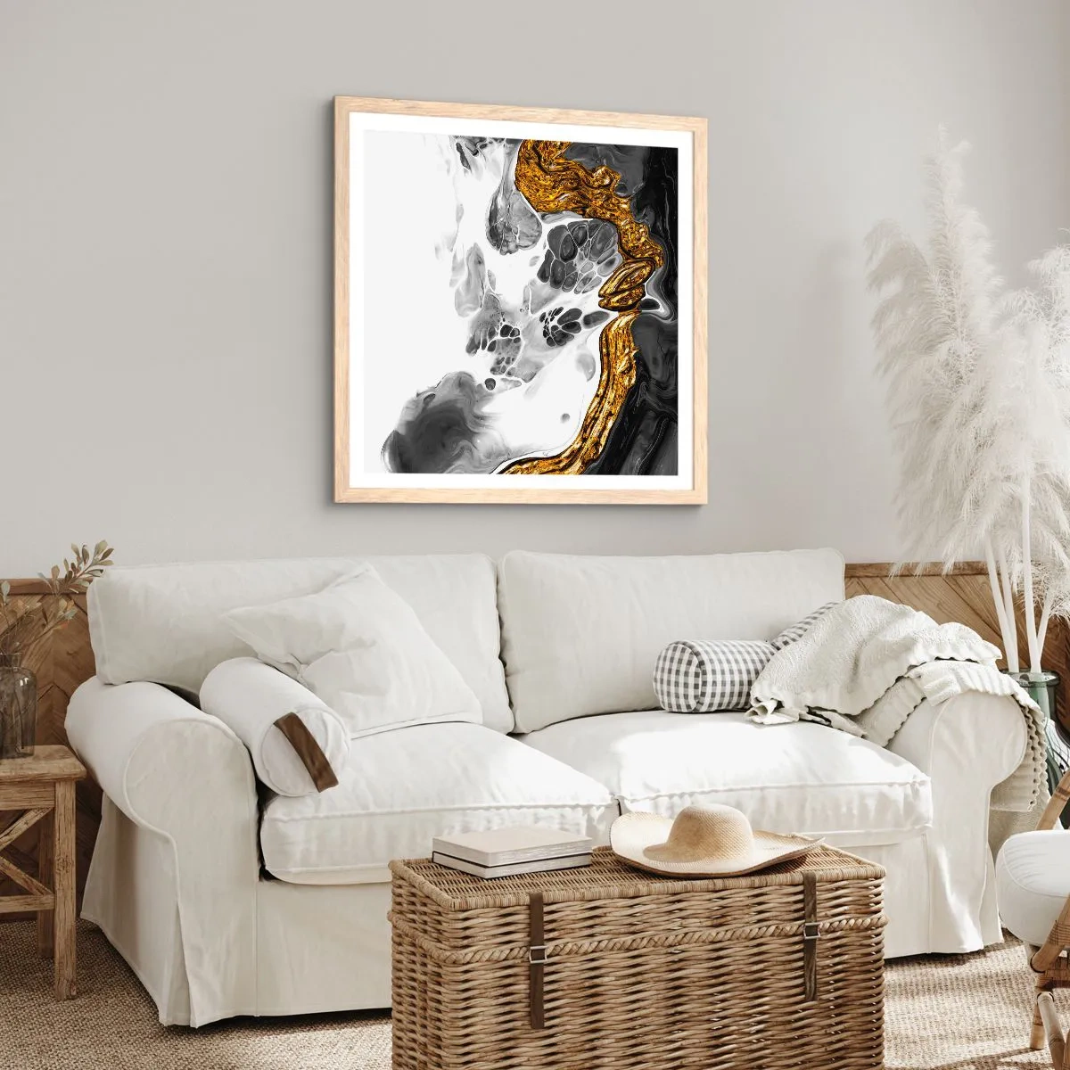 Póster en marco roble claro - Composición orgánica - 50x50 cm