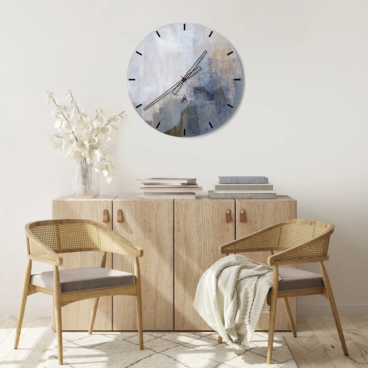 Reloj de pared - Reloj de vidrio - Tonos de color - 30x30 cm