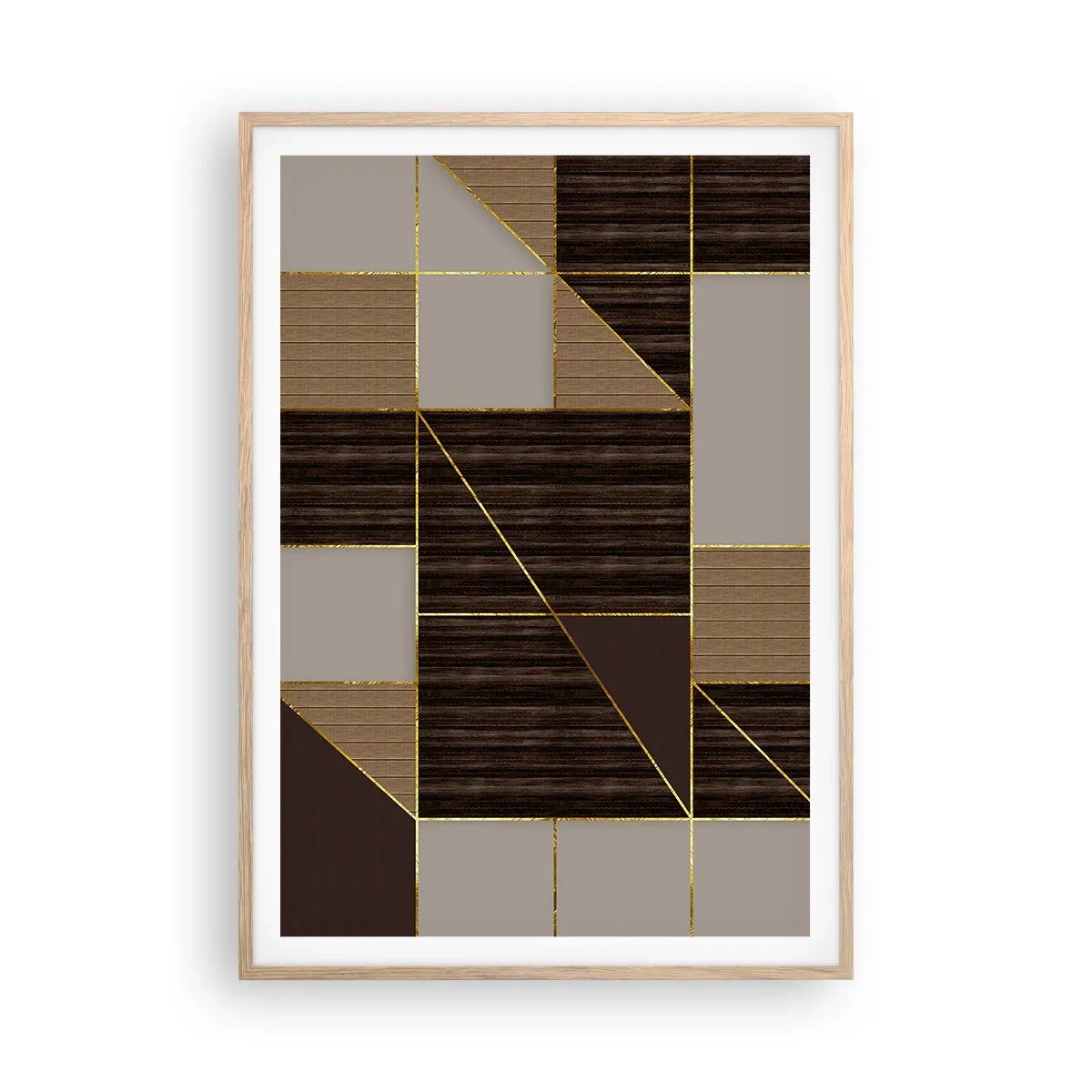 Póster en marco roble claro - Un mosaico de marrones y dorados - 70x100 cm