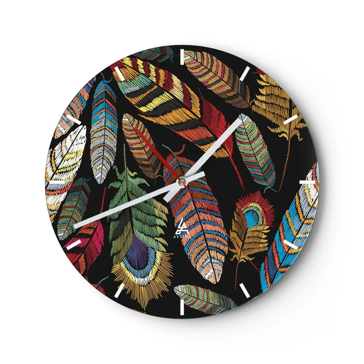 Reloj de pared - Reloj de vidrio - Carnaval de las aves - 40x40 cm