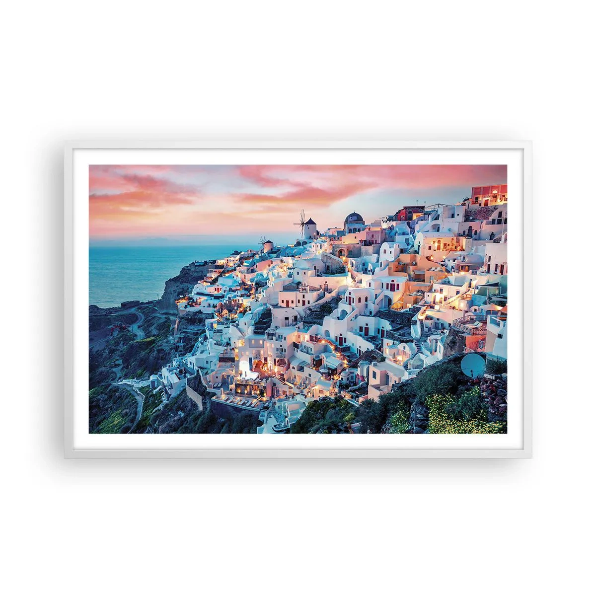 Póster en marco blanco - Vacaciones en Grecia - 91x61 cm