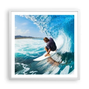 Póster en marco blanco - Bailando con las olas - 60x60 cm