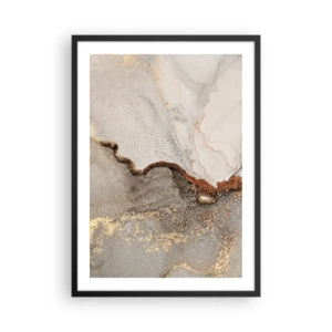 Póster en marco negro - Patrón de mármol abstracto con acentos dorados y cobre - 50x70cm - En la frontera de los colores - Decoración de pared moderna para salón y dormitorio ARTTOR
