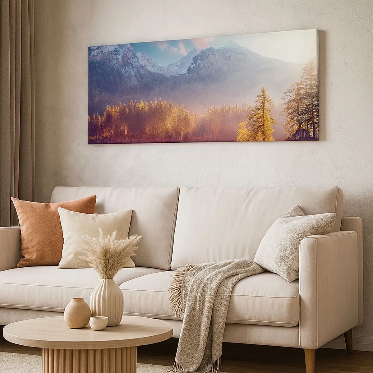Cuadro sobre lienzo - Impresión de Imagen - Entre las montañas y los valles - 100x40 cm