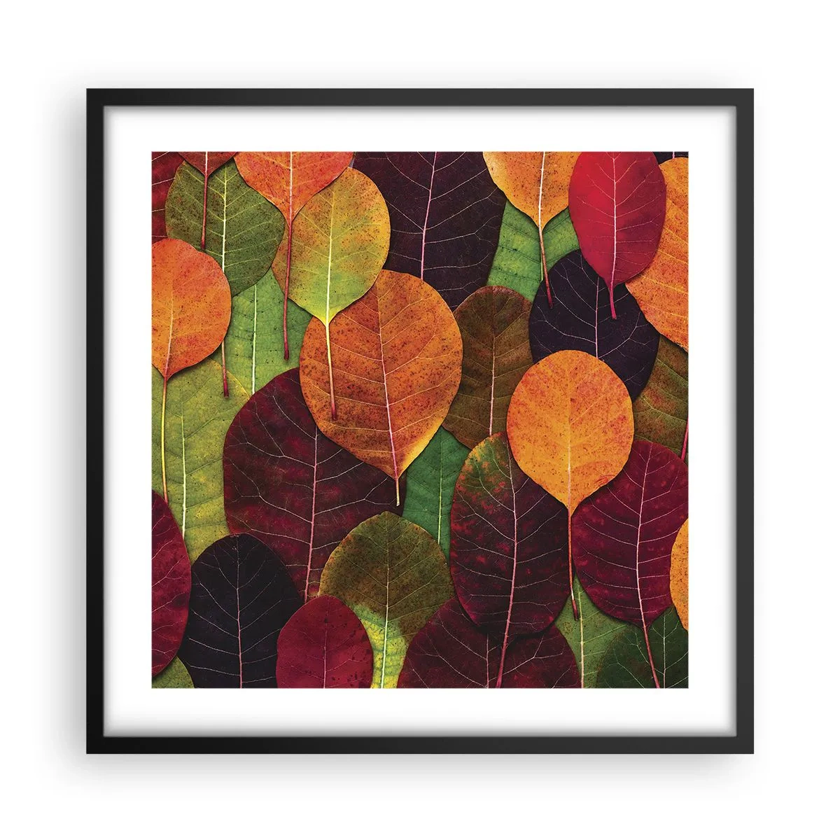 Póster en marco negro - Mosaico de otoño - 50x50 cm