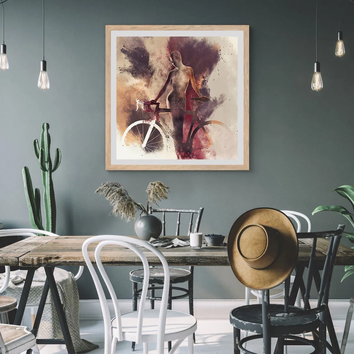 Póster en marco roble claro - En las formas de mármol un alma ciclista - 30x30 cm