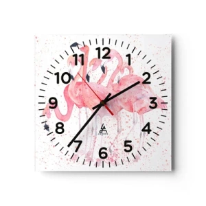 Reloj de pared - Reloj de vidrio - Asamblea rosa - 40x40 cm