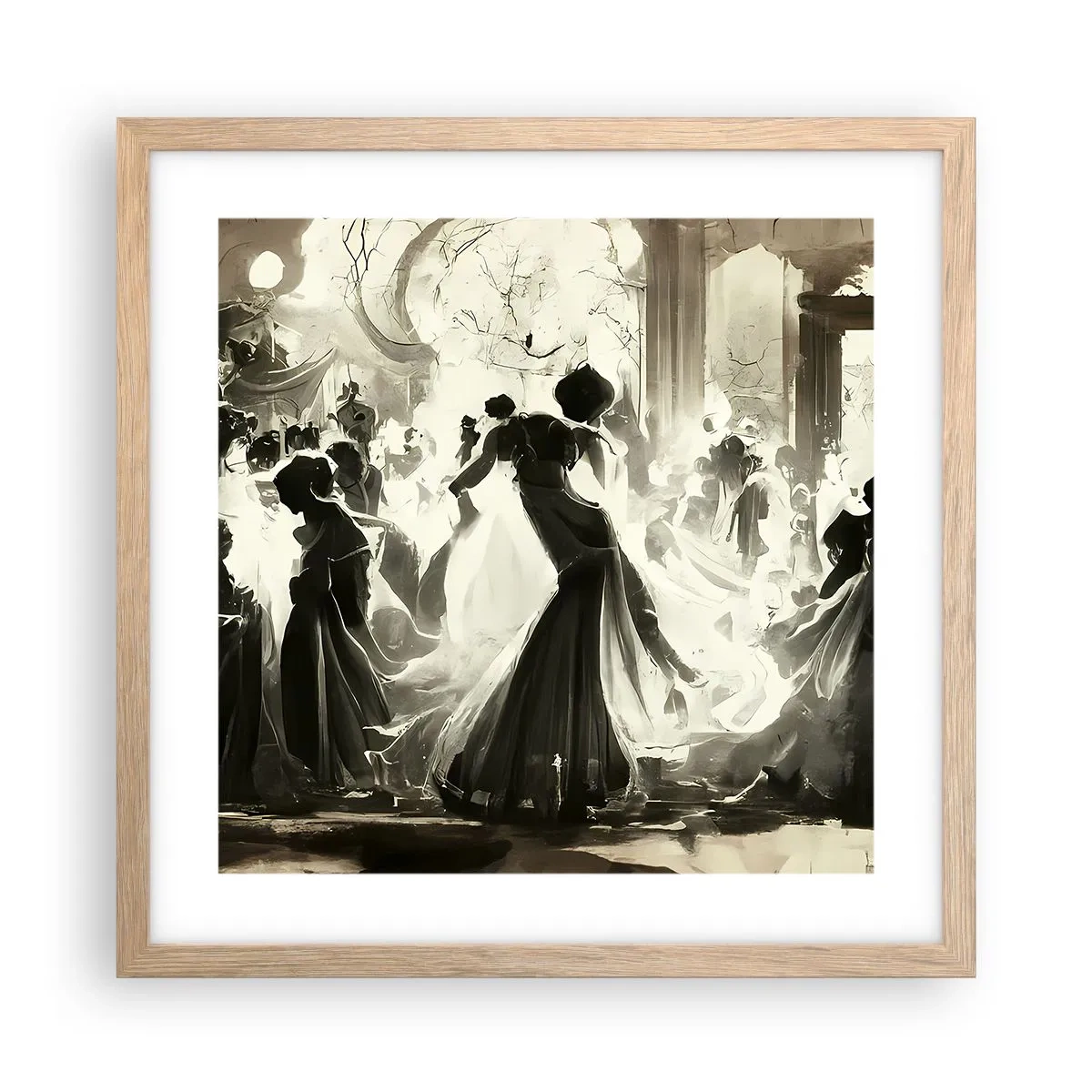 Póster en marco roble claro - Gran mascarada - 40x40 cm