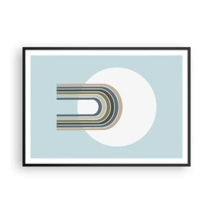 Póster en marco negro - Una composición minimalista con un círculo y líneas sobre un fondo pastel. - 100x70cm - Una atracción irresistible - Decoración de pared moderna para salón y dormitorio ARTTOR