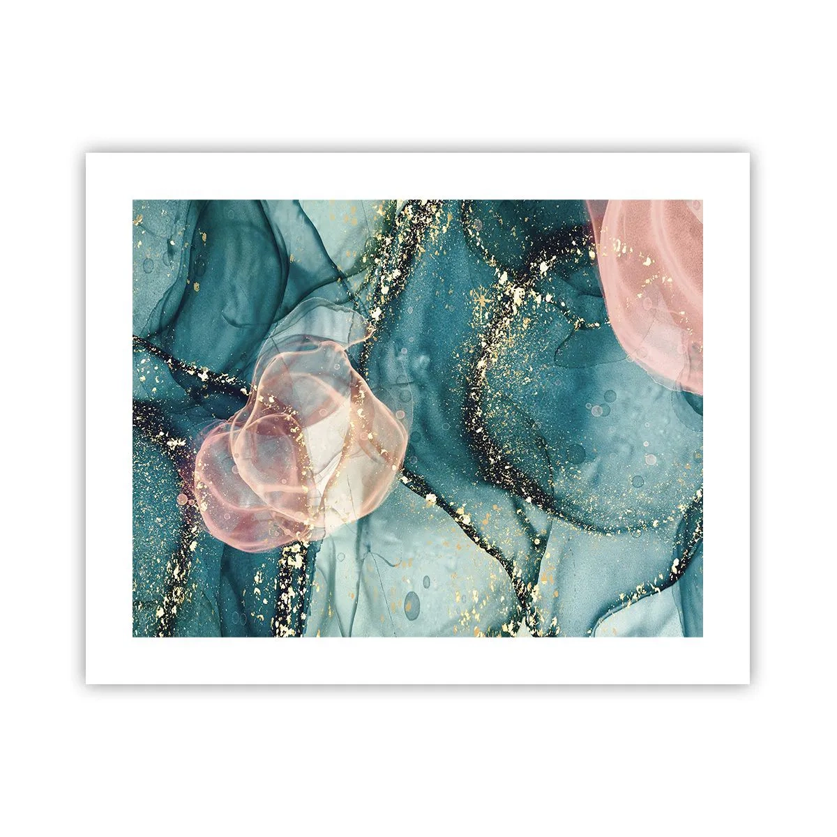Póster - Seda azul, tul rosa - 50x40 cm