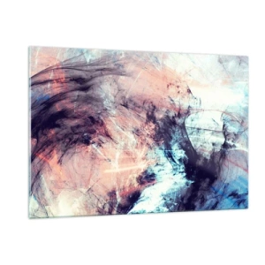 Cuadro sobre vidrio - Impresiones sobre Vidrio - Una mezcla abstracta de colores en tonos pastel y oscuros. - 120x80cm - Siente el viento - Decoración de pared moderna para salón y dormitorio ARTTOR