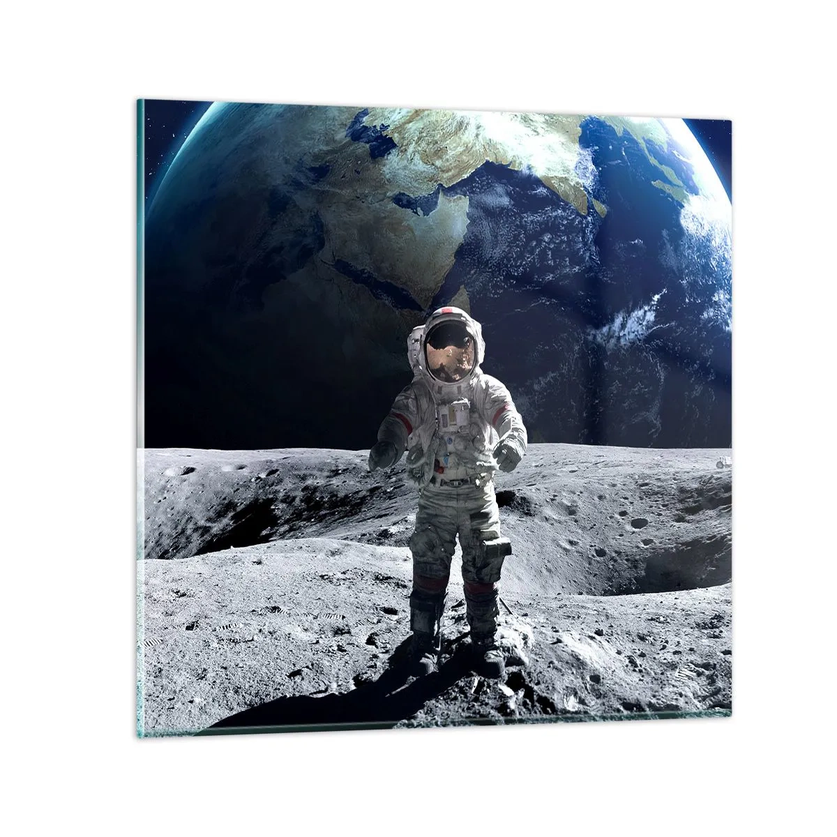 Cuadro sobre vidrio - Impresiones sobre Vidrio - Saludos desde la Luna - 50x50 cm