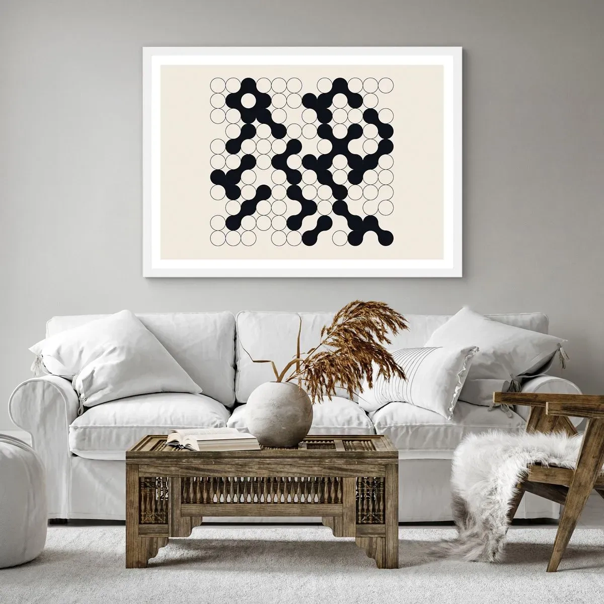 Póster en marco blanco - Juego chino - una variación - 91x61 cm