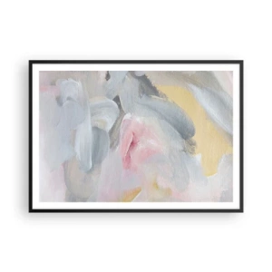Póster en marco negro - Trazos pastel abstractos en tonos rosa y gris. - 100x70cm - En un mundo de colores pastel - Decoración de pared moderna para salón y dormitorio ARTTOR