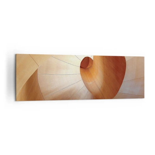 Cuadro sobre lienzo - Impresión de Imagen - Espiral abstracta en tonos madera y marrón claro. - 160x50cm - Serpentina arquitectónica - Decoración de pared moderna para salón y dormitorio ARTTOR
