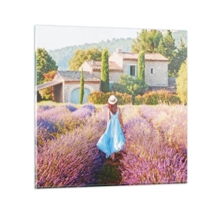 Cuadro sobre vidrio - Impresiones sobre Vidrio - La chica de la lavanda - 30x30 cm